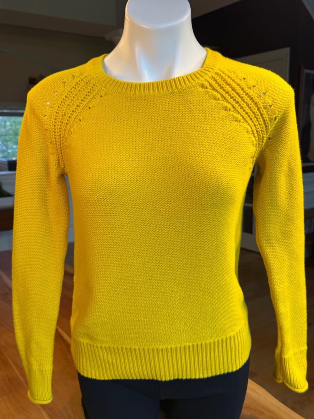 Gap Bright Minimalist Cotton Knit Sweater Yellow Small (VGUC)